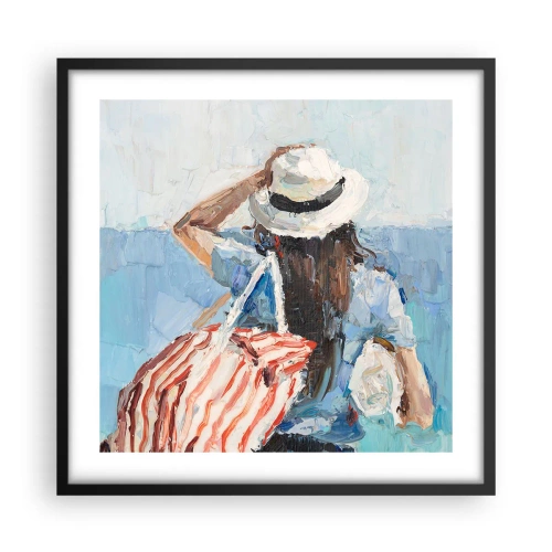 Poster in einem schwarzem Rahmen - Willkommen in den Sommerferien - 50x50 cm