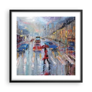 Poster in einem schwarzem Rahmen - Regnerischer Nachmittag in der Stadt - 50x50 cm