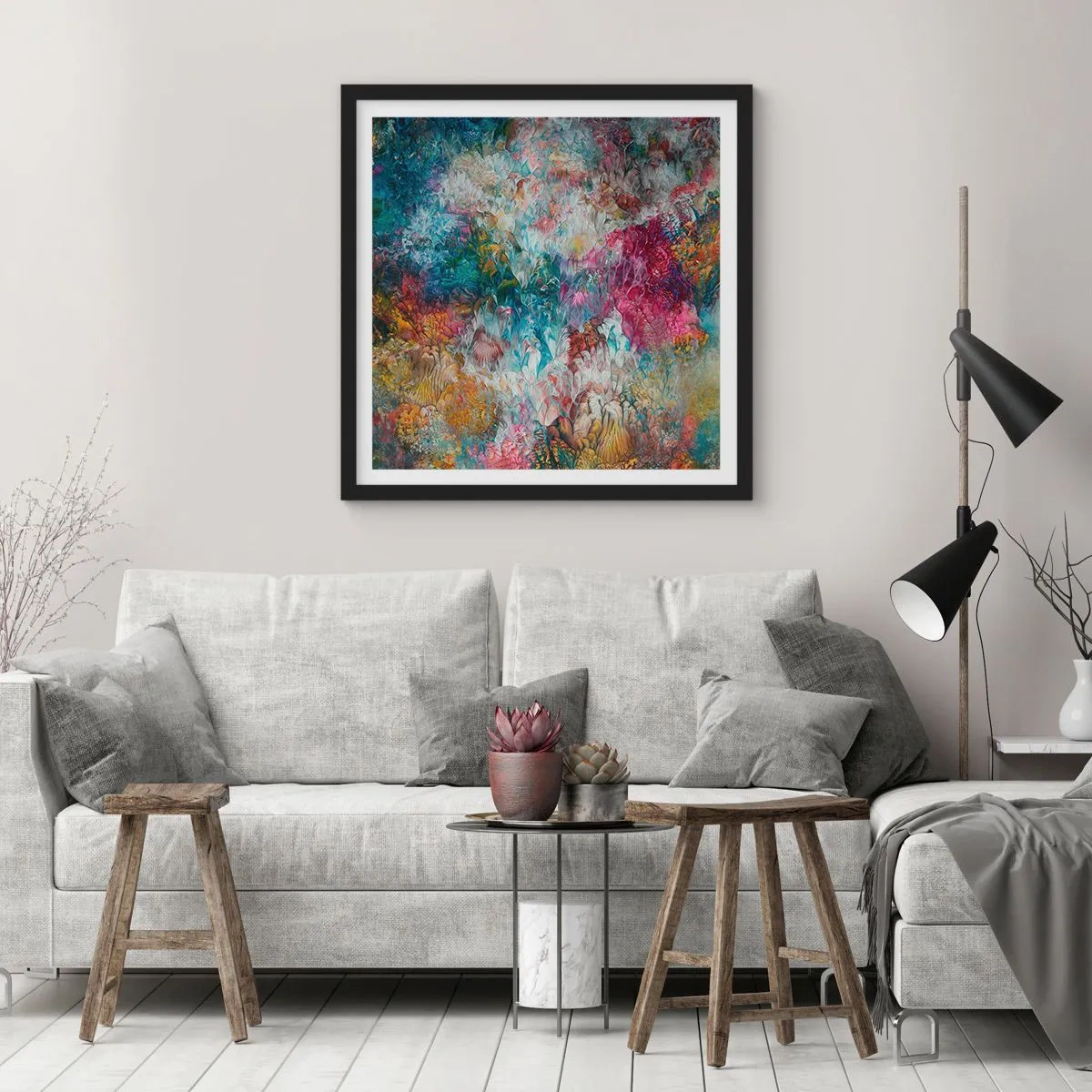 Poster in einem schwarzem Rahmen - In voller Blüte - 50x50 cm