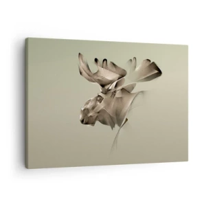 Bild auf Leinwand - Leinwandbild - Ein abstraktes Bild eines Elches auf einem minimalistischen Hintergrund - 70x50cm - Die sanfte Kraft des Friedens - Moderne Wanddekoration für Wohnzimmer und Schlafzimmer ARTTOR