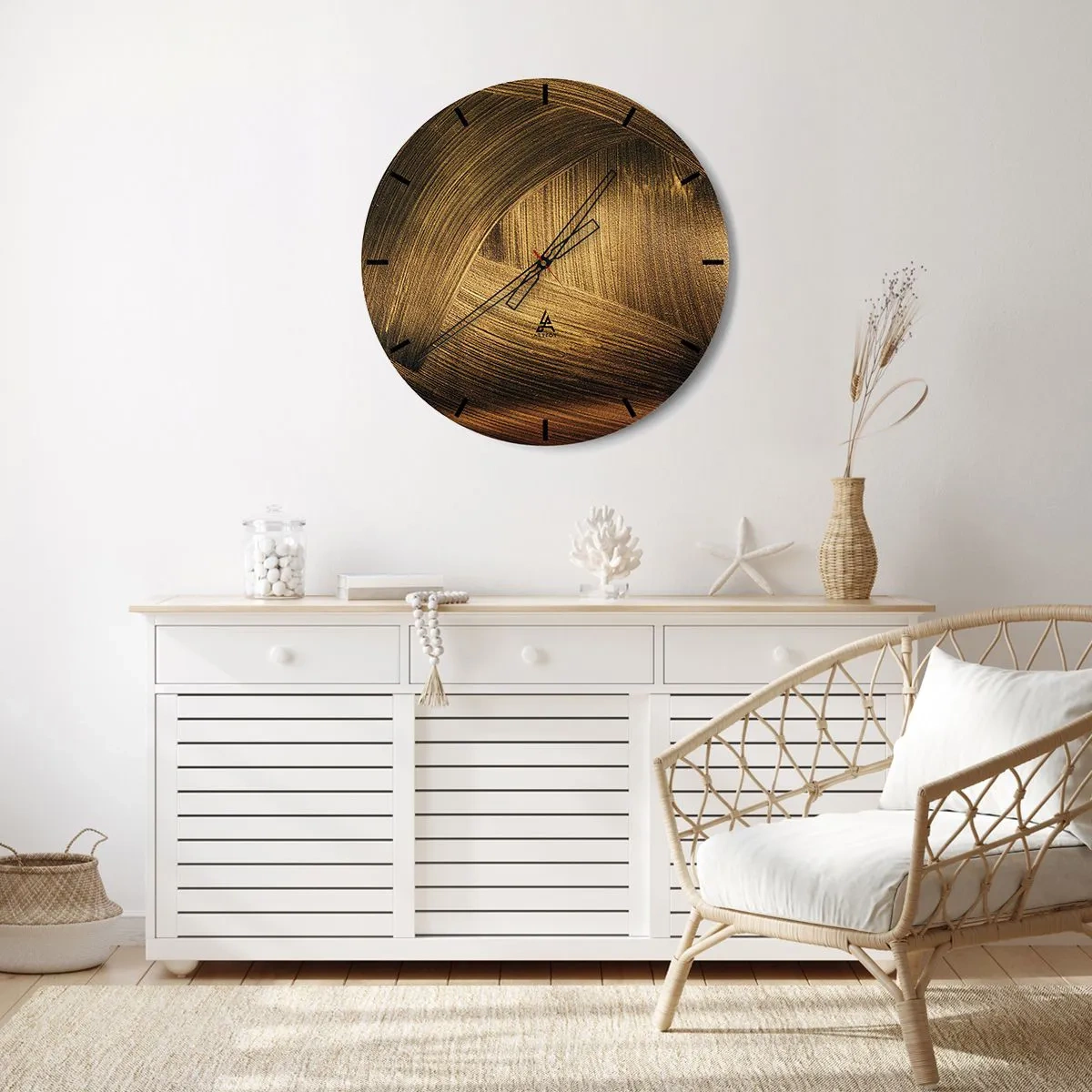 Wanduhr - Glasuhr - In einem goldenen Labyrinth - 40x40 cm