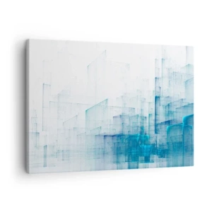 Bild auf Leinwand - Leinwandbild - Abstrakte geometrische Formen in Blautönen - 70x50cm - Wie der Raum wgeschaffen urde - Moderne Wanddekoration für Wohnzimmer und Schlafzimmer ARTTOR