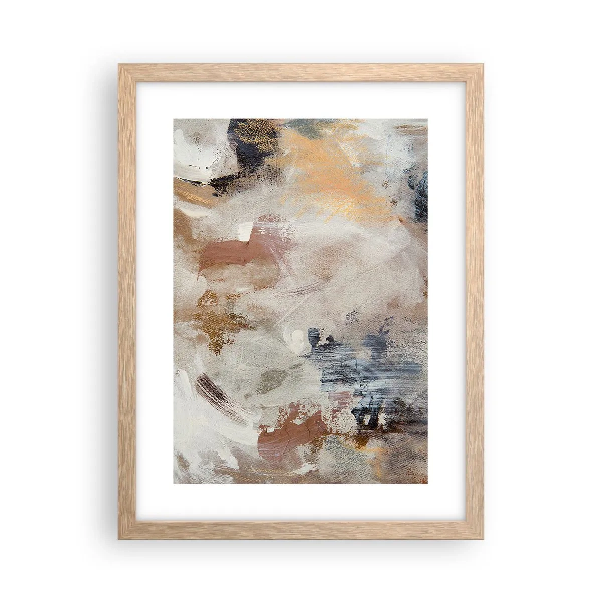 Poster in einem Rahmen aus heller Eiche - Neblige Abstraktion - 30x40 cm