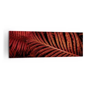 Bild auf Leinwand - Leinwandbild - Nahaufnahme von roten tropischen Blättern - 160x50cm - Die Hitze des Lebens - Moderne Wanddekoration für Wohnzimmer und Schlafzimmer ARTTOR