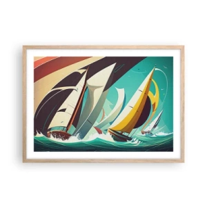 Poster in einem Rahmen aus heller Eiche - Viel Glück mit den Elementen - 70x50 cm