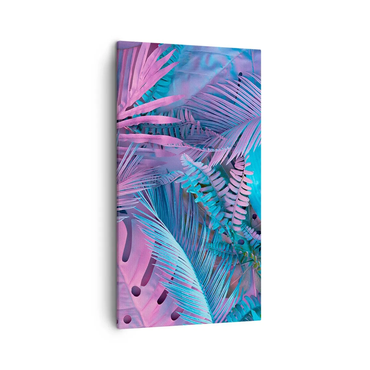 Bild auf Leinwand - Leinwandbild - Tropen in Rosa und Blau - 45x80 cm