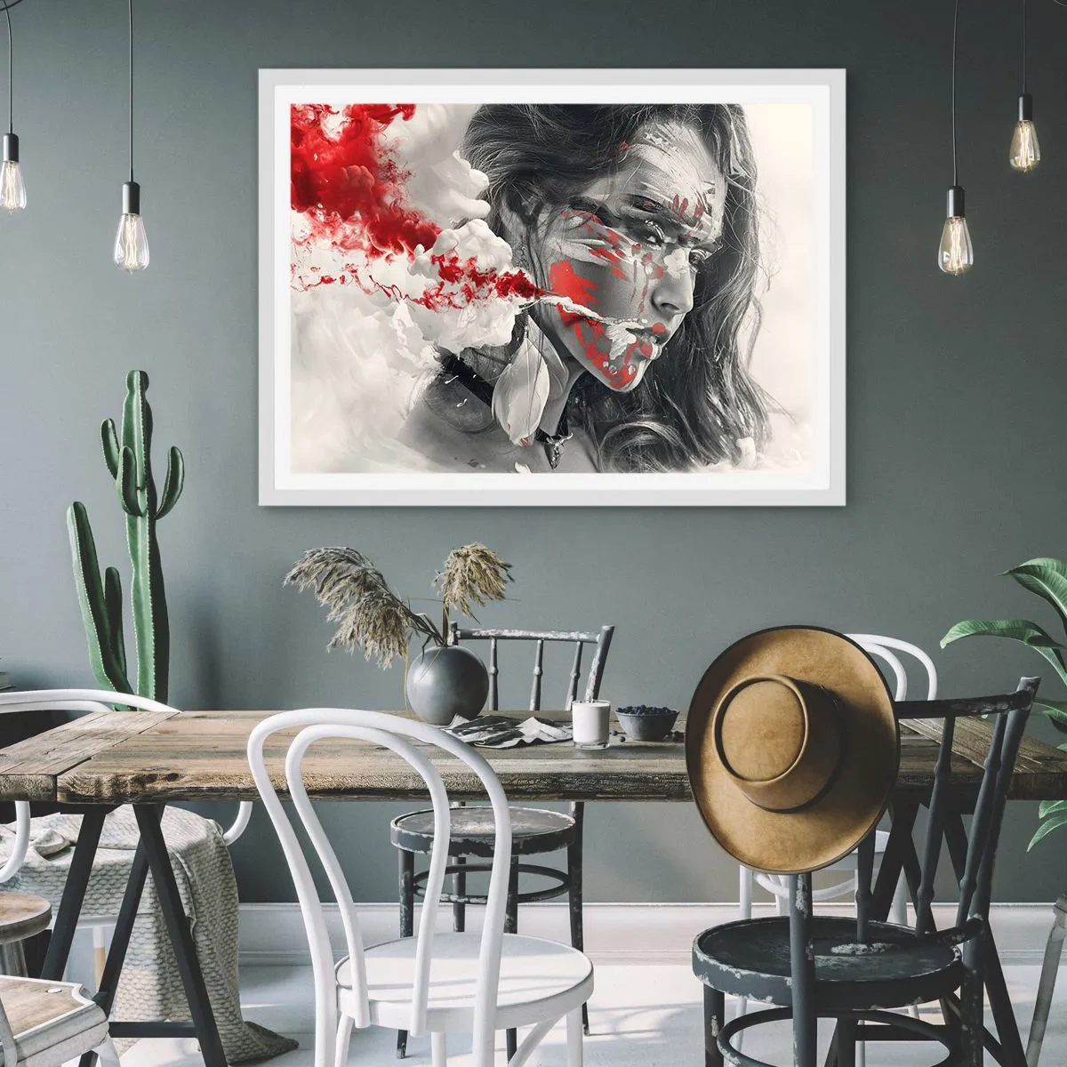Poster in einem weißen Rahmen - Im Dunst der Absurdität - 91x61 cm
