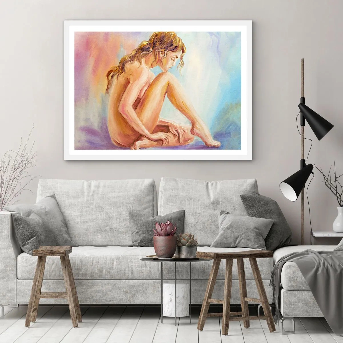 Poster in einem weißen Rahmen - Akt der Jugend - 100x70 cm