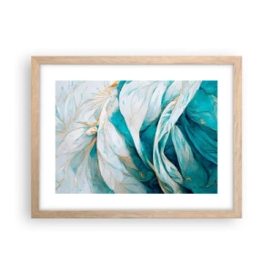 Poster in einem Rahmen aus heller Eiche - Blaue Abstraktion mit goldenem Motiv - 40x30 cm