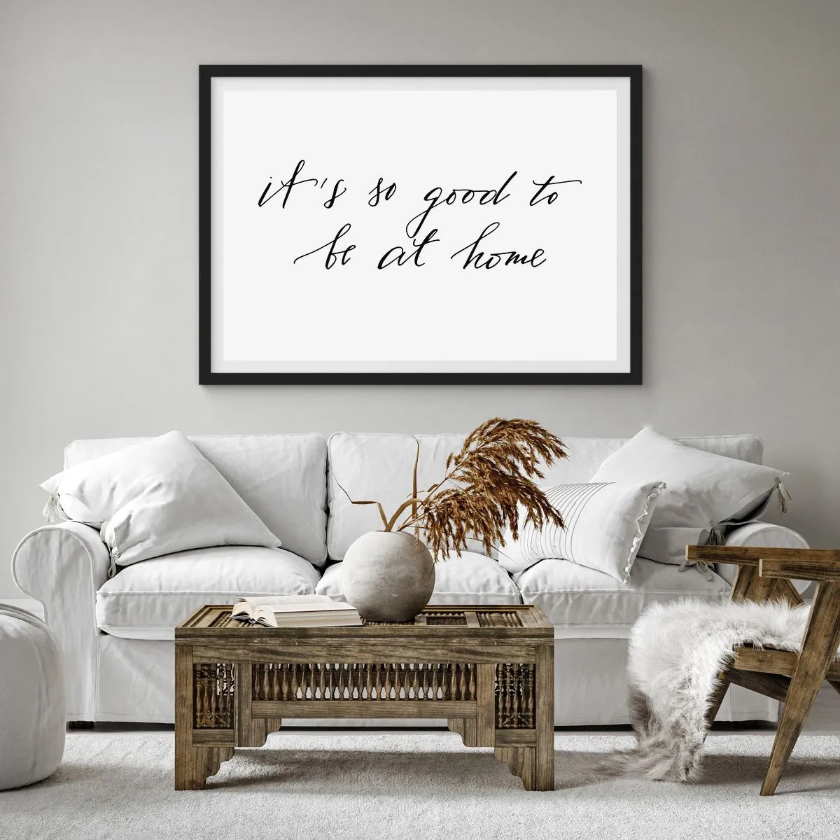 Poster in einem schwarzem Rahmen - Kalligrafischer Schriftzug auf weißem Hintergrund - 70x50cm - Die ganze Wahrheit - Moderne Wanddekoration für Wohnzimmer und Schlafzimmer ARTTOR