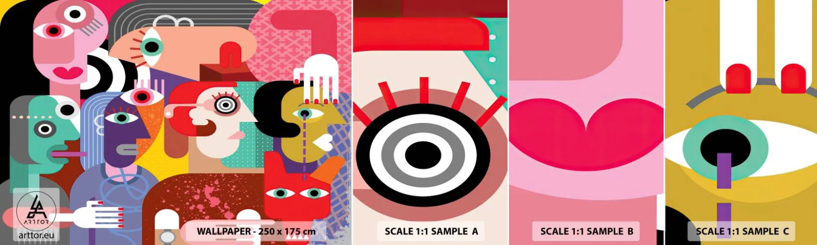 Fototapeten Muster Selbstklebend Deluxe Sticker - Wir sind von Herrn Picasso - Abstraktion, Kubismus, Menschen - 100x30 cm