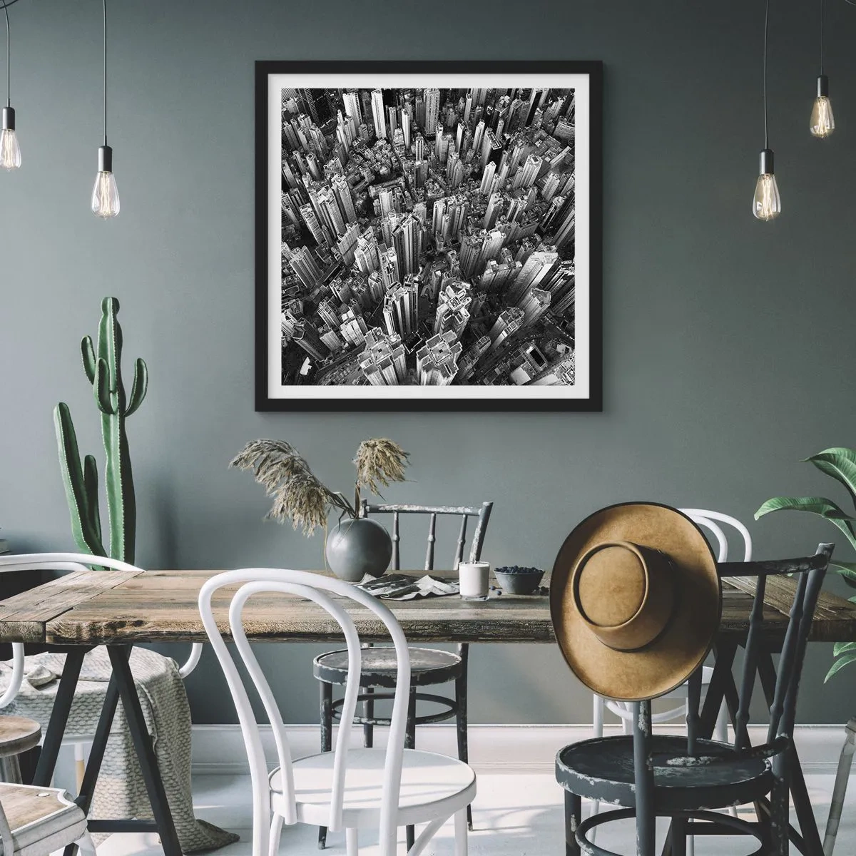 Poster in einem schwarzem Rahmen - Immer höher und höher - 60x60 cm