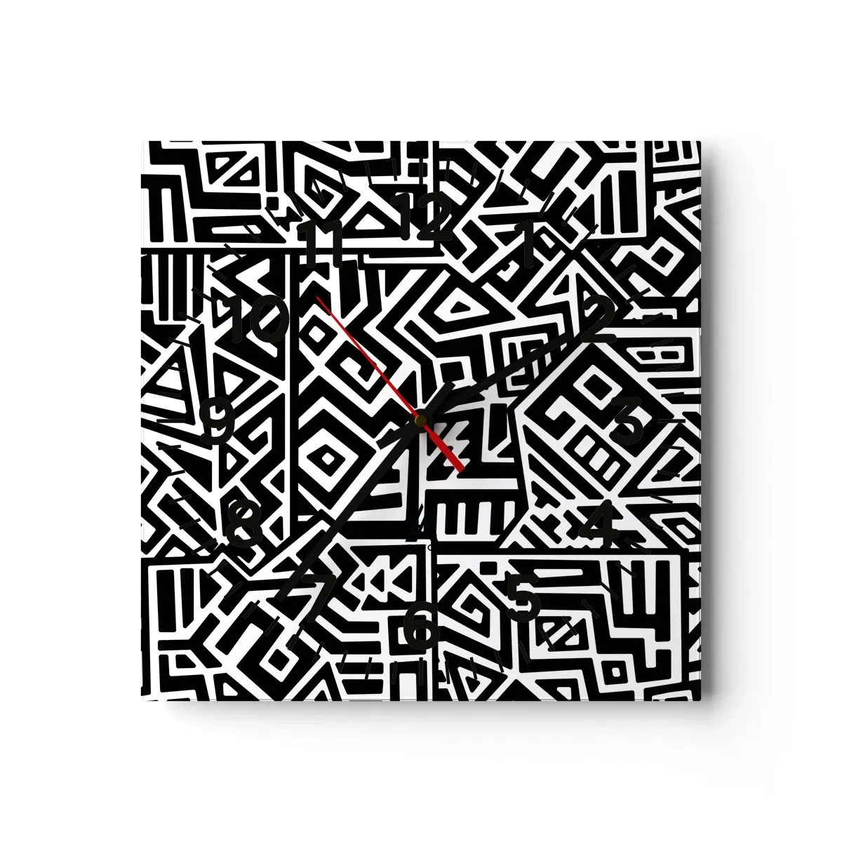 Wanduhr - Glasuhr - Präkolumbianische Komposition - 40x40 cm