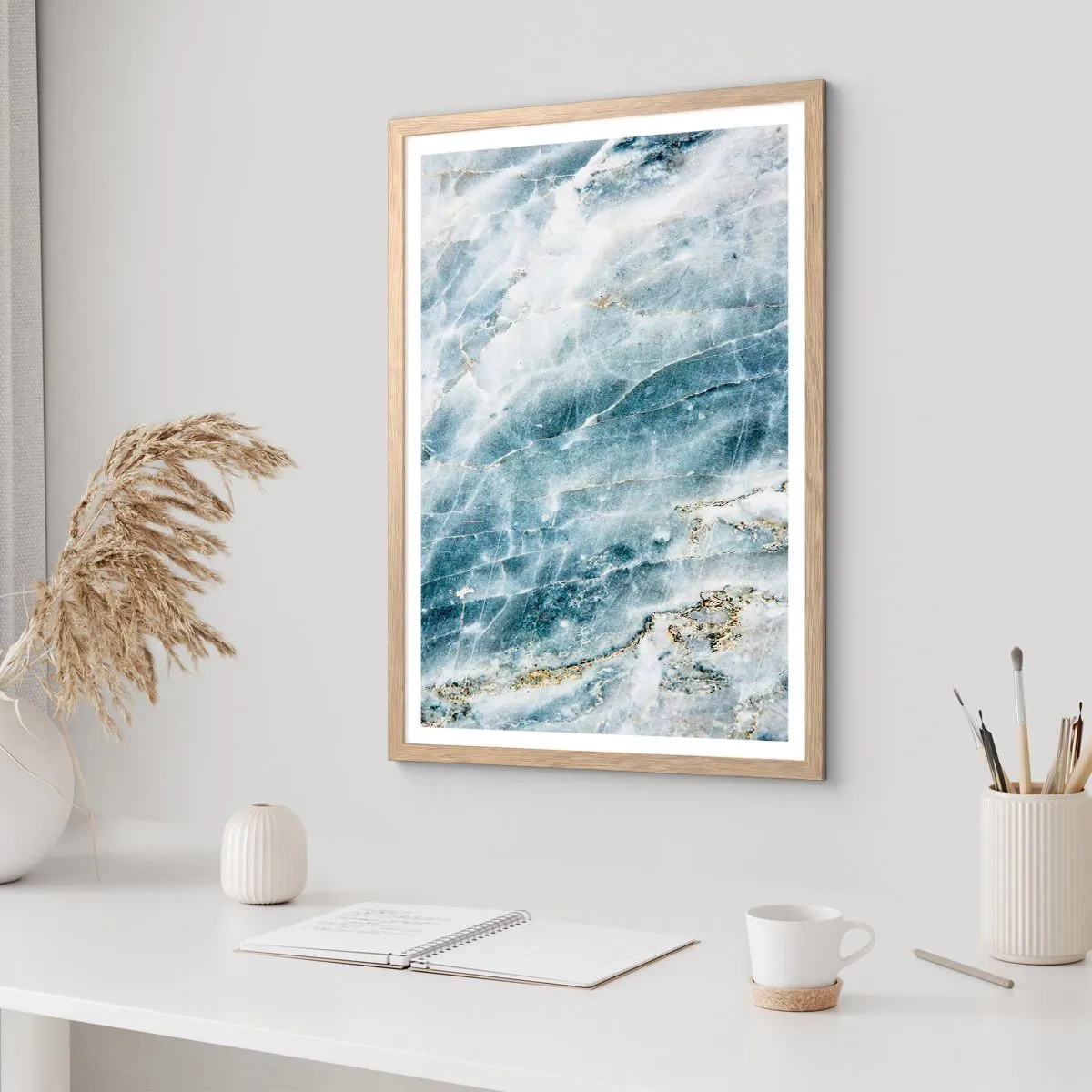 Poster in einem Rahmen aus heller Eiche - Eiswelt - 30x40 cm