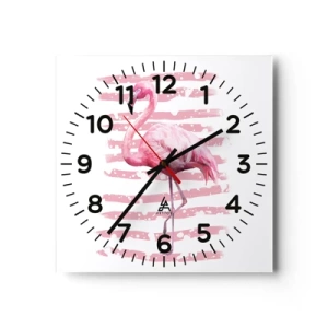 Wanduhr - Glasuhr - In Würde, aber in Pink - 40x40 cm