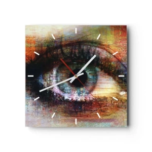 Wanduhr - Glasuhr - Künstlerisches Auge in mehrfarbiger Abstraktion - 30x30cm - Du kannst in die Seele sehen - Moderne Wanddekoration für Wohnzimmer und Schlafzimmer ARTTOR