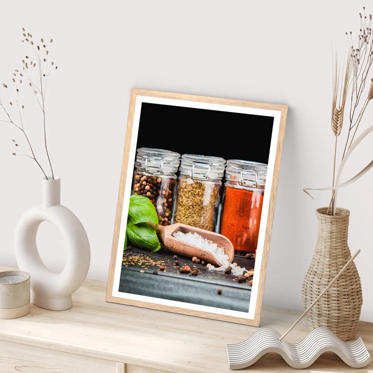 Poster in einem Rahmen aus heller Eiche - Für einen Geschmack des Lebens - 30x40 cm