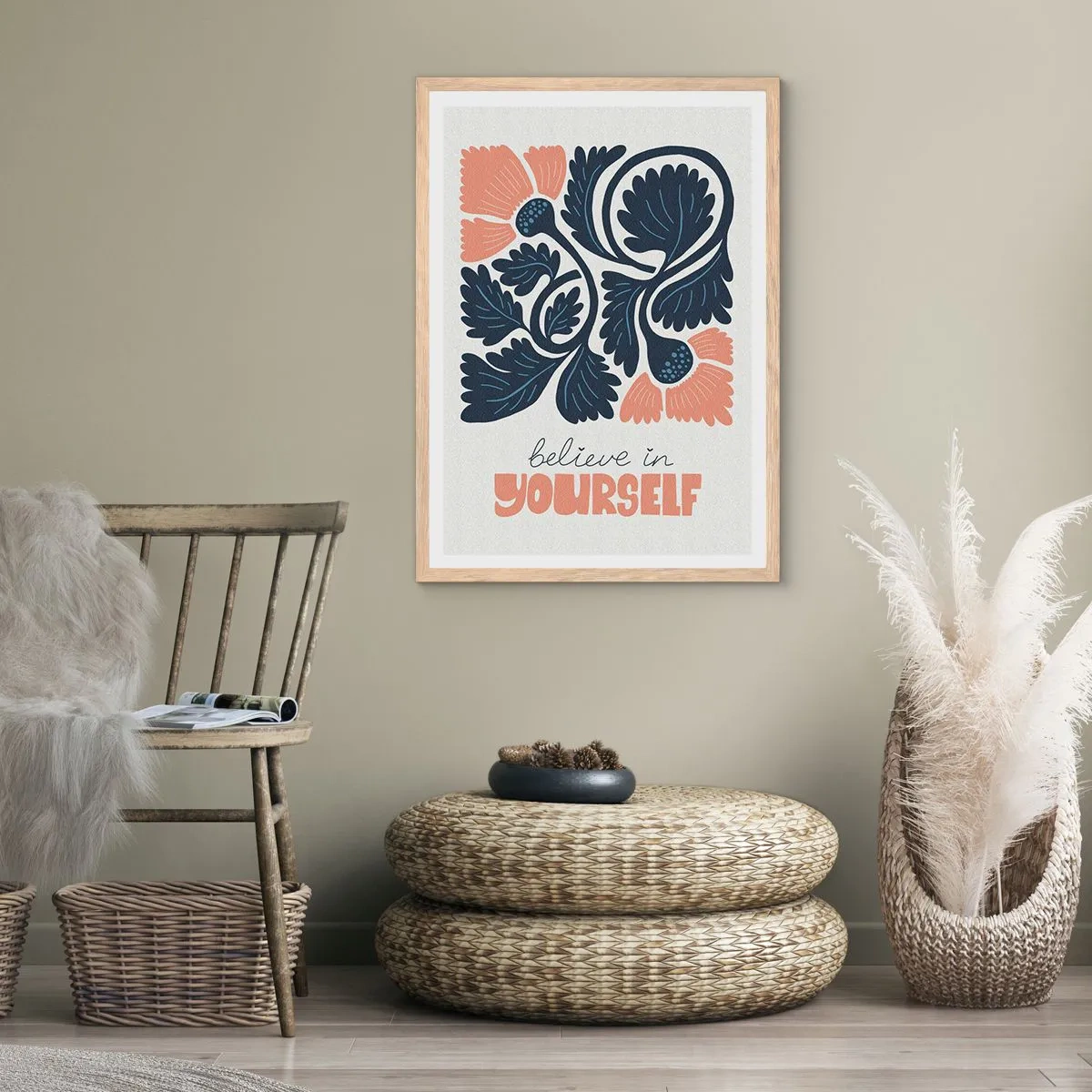 Poster in einem Rahmen aus heller Eiche - Und du gedeihst - 70x100 cm