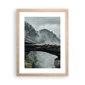 Poster in einem Rahmen aus heller Eiche - Abenteuer beginnt gleich - 30x40 cm