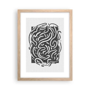 Poster in einem Rahmen aus heller Eiche - Abstraktion: Freudentanz - 30x40 cm