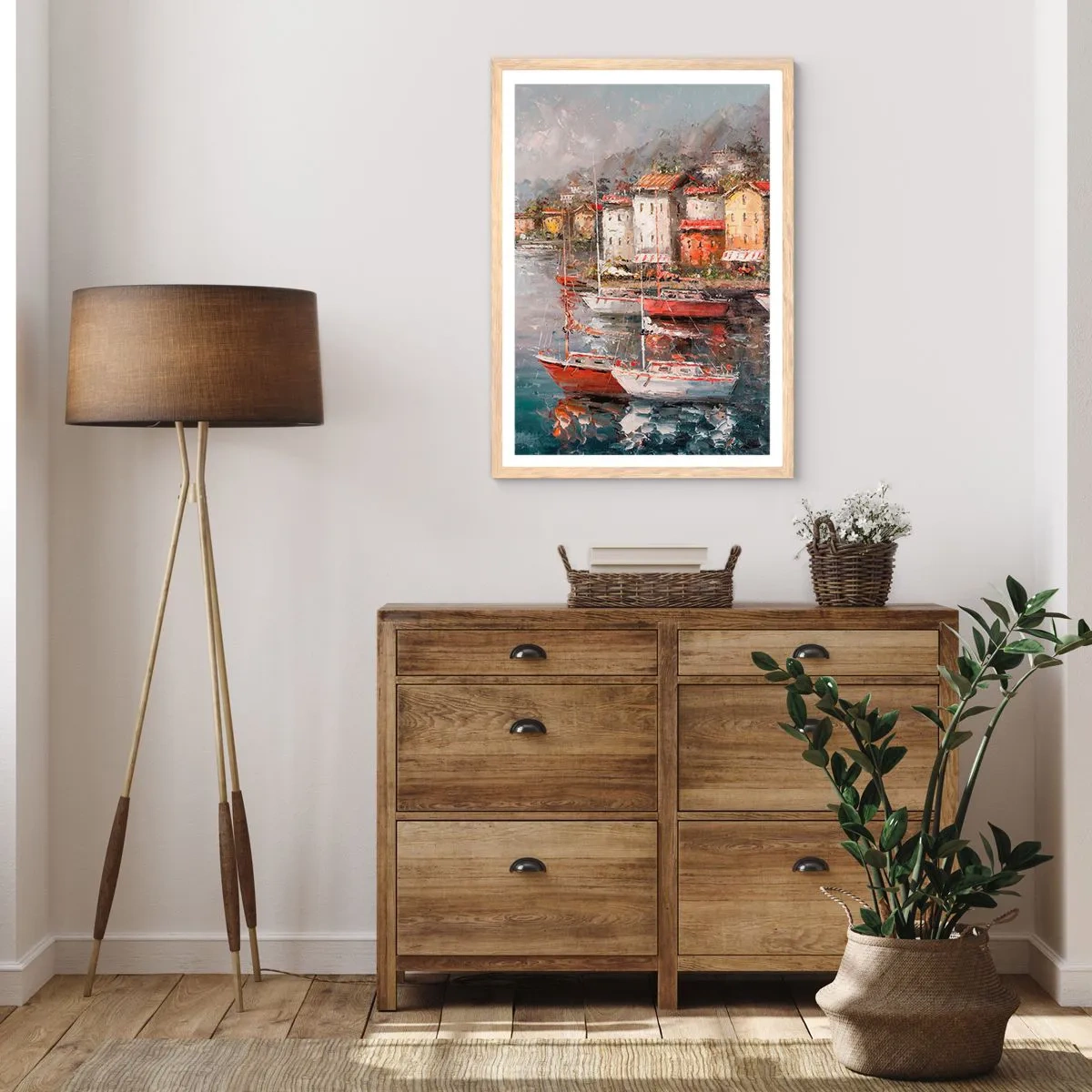 Poster in einem Rahmen aus heller Eiche - Romantische Oase - 70x100 cm