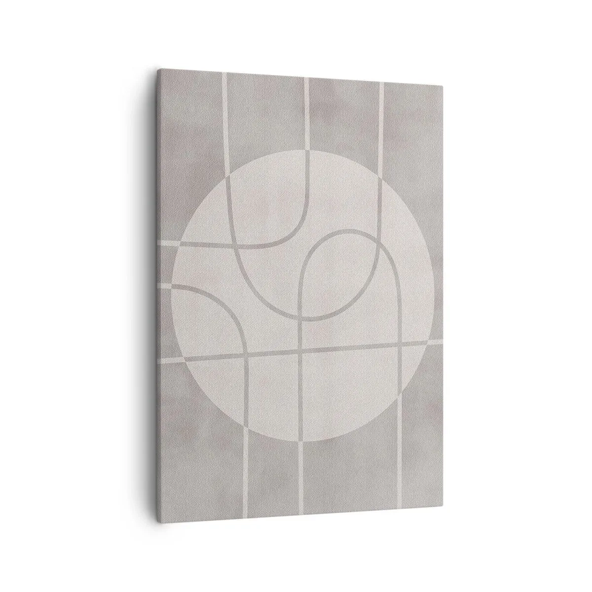 Bild auf Leinwand - Leinwandbild - Geometrisches Muster in Grau- und Weißtönen - 50x70cm - Kreisförmig und geradeaus - Moderne Wanddekoration für Wohnzimmer und Schlafzimmer ARTTOR