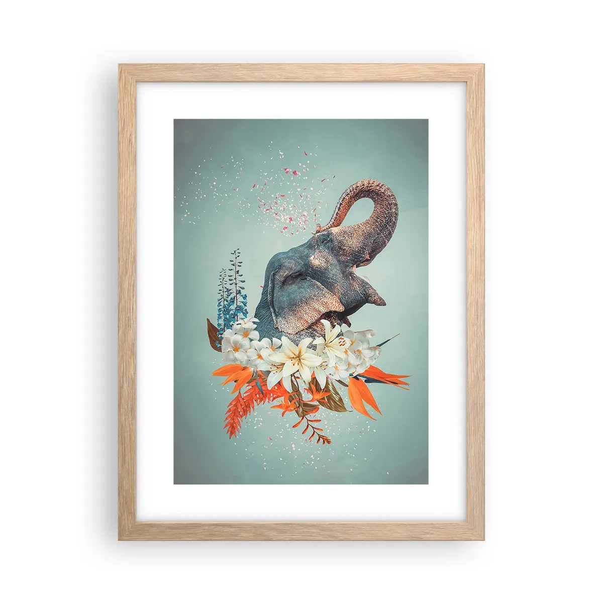 Poster in einem Rahmen aus heller Eiche - Freudenschrei - 30x40 cm