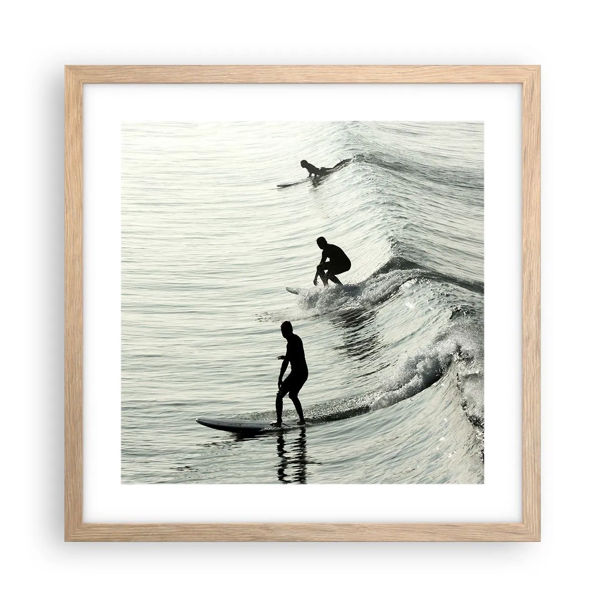 Poster in einem Rahmen aus heller Eiche - Gegen die Welle - 40x40 cm