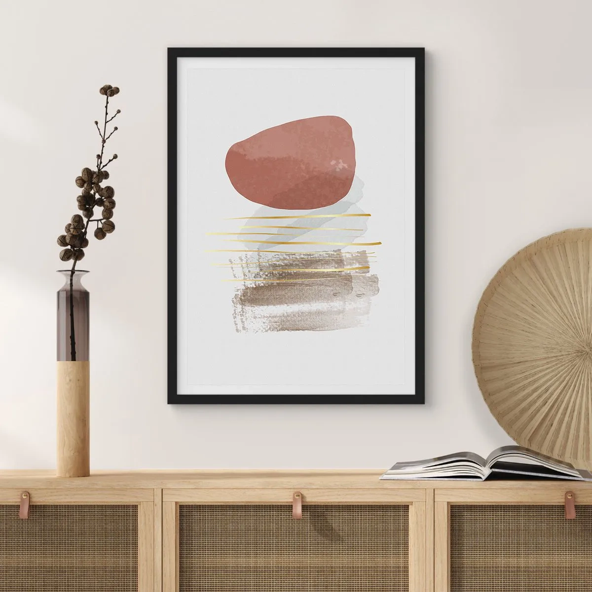 Poster in einem schwarzem Rahmen - Abstrakte Kolonnade - 70x100 cm