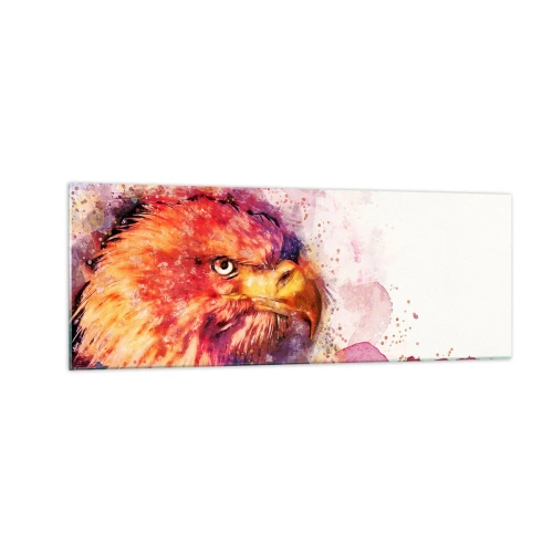 Glasbild - Bild auf glas - Porträt eines Adlers in künstlerischen Aquarellfarben - 140x50cm - Du willst nicht wissen, woran ich denke - Moderne Wanddekoration für Wohnzimmer und Schlafzimmer ARTTOR
