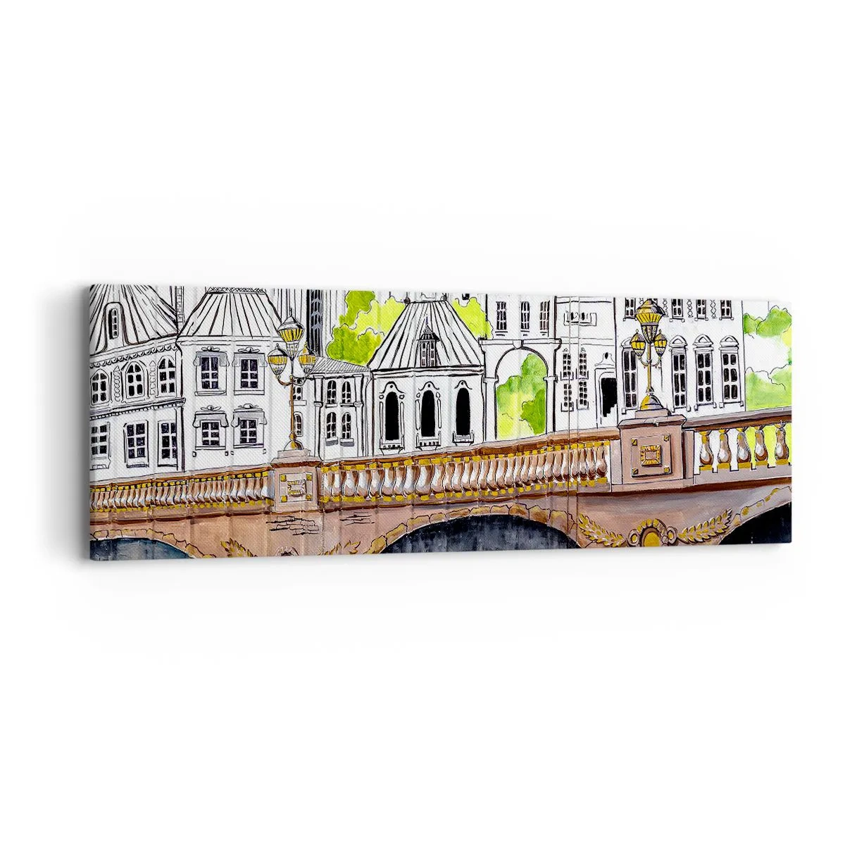Bild auf Leinwand - Leinwandbild - Die Stadt ist gemalt - 90x30 cm