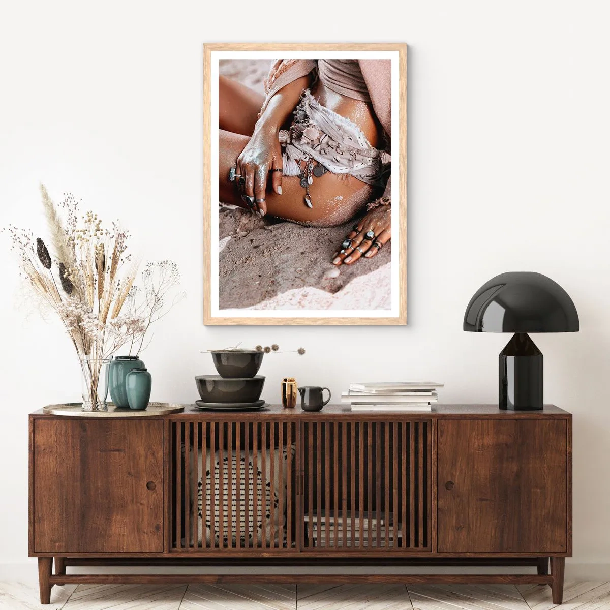 Poster in einem Rahmen aus heller Eiche - Von den Wellen geworfen? - 70x100 cm