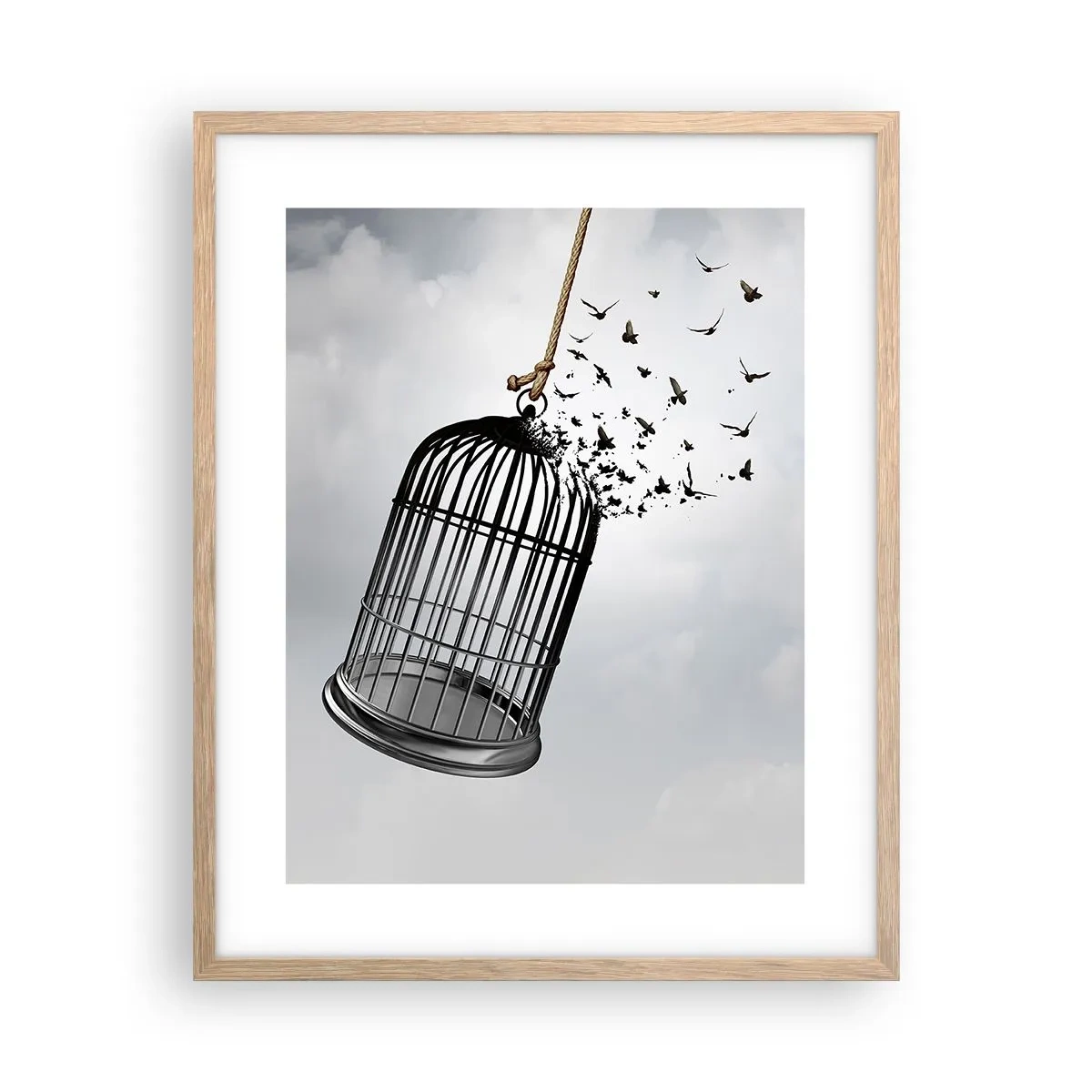 Poster in einem Rahmen aus heller Eiche - Glaube ... Hoffnung ... Freiheit! - 40x50 cm