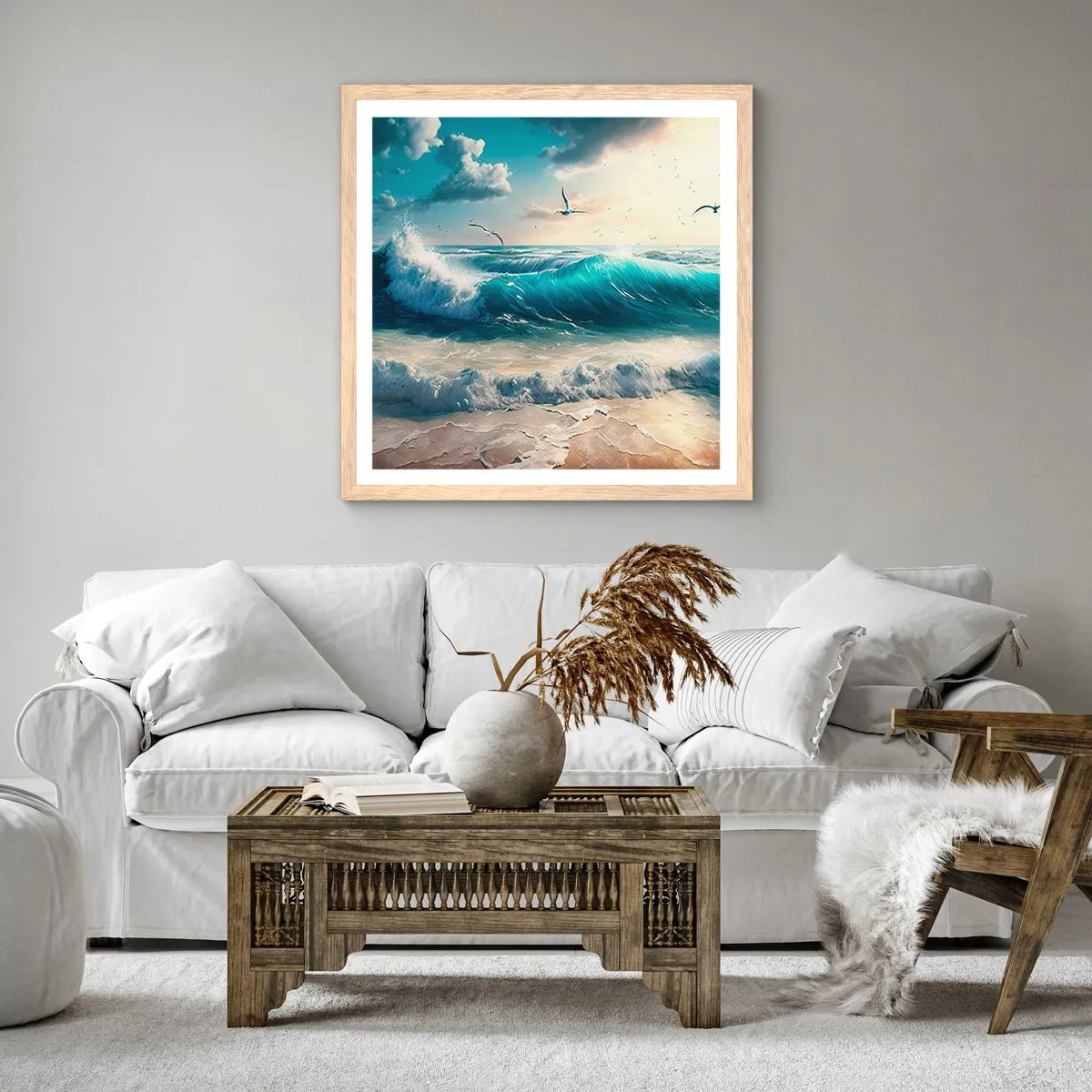 Poster in einem Rahmen aus heller Eiche - Es summt nur für dich - 40x40 cm