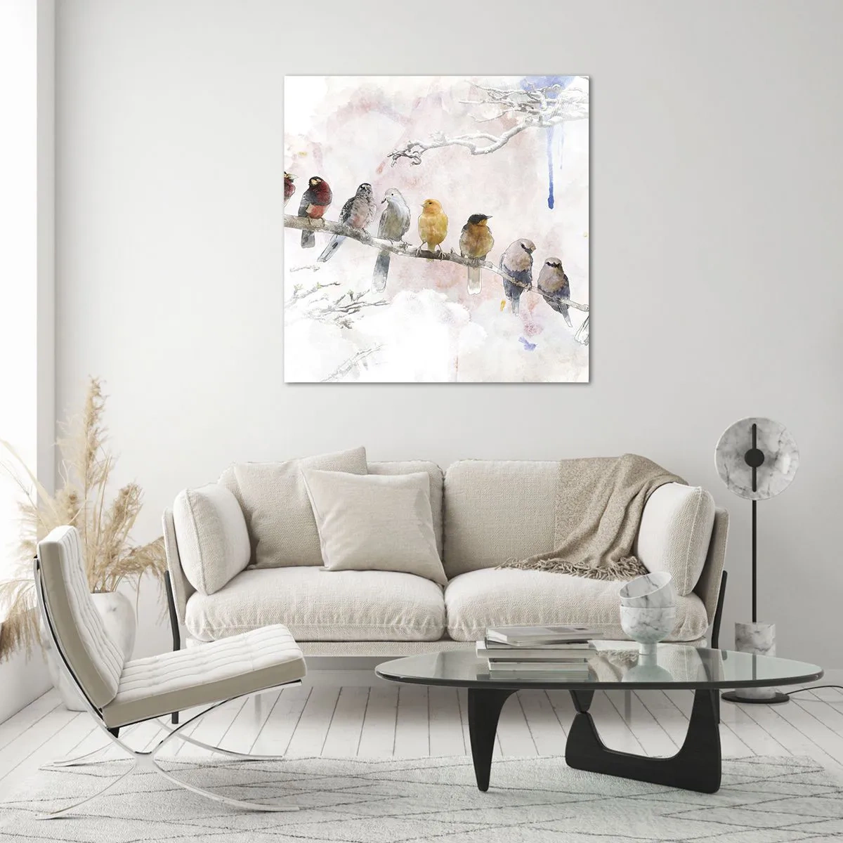 Glasbild - Bild auf glas - Geflügeltes Treffen - 40x40 cm