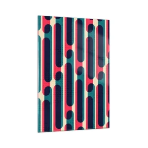 Glasbild - Bild auf glas - Geometrisches Retro-Muster mit Pastellfarben - 80x120cm - In die Tiefe und vorwärts - Moderne Wanddekoration für Wohnzimmer und Schlafzimmer ARTTOR