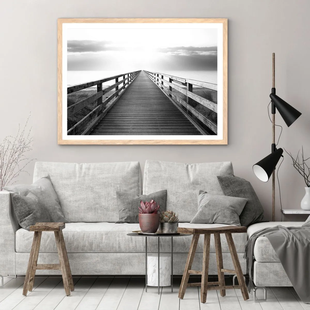 Poster in einem Rahmen aus heller Eiche - In die Ferne ... - 50x40 cm