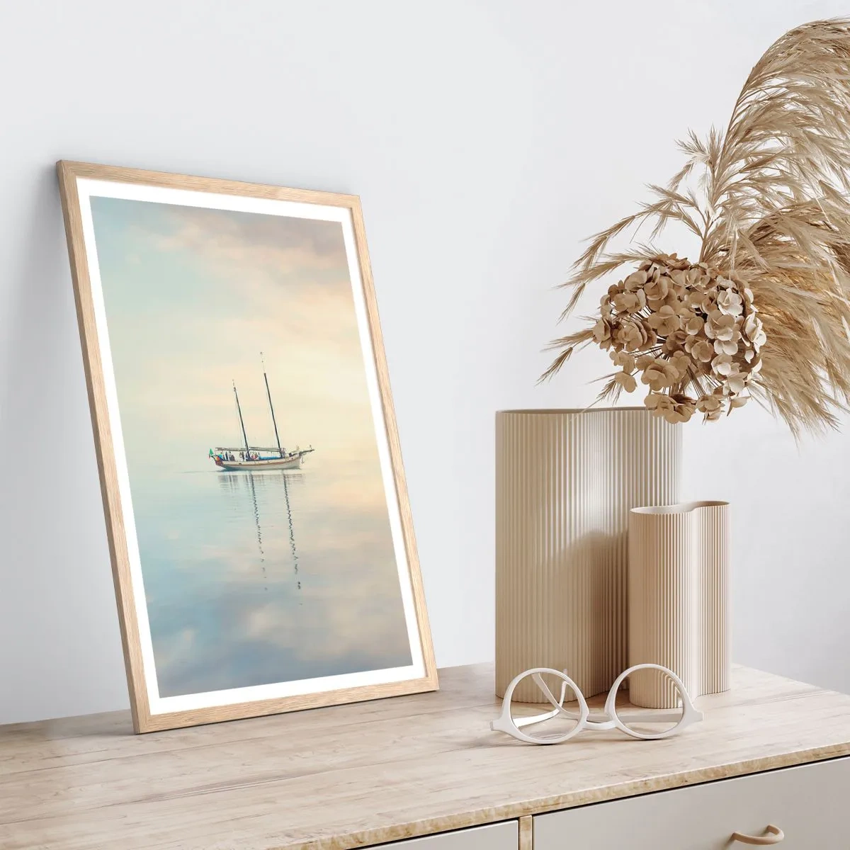 Poster in einem Rahmen aus heller Eiche - Im Meer der Stille - 30x40 cm