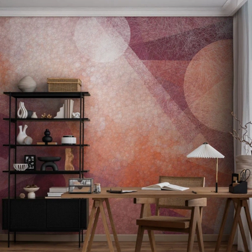 Selbstklebende Fototapete Deluxe Sticker - Geometrische Transformationen in Pink - Abstraktion, Stück, Modernes Muster - 300x210 cm