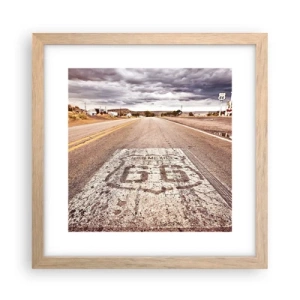 Poster in einem Rahmen aus heller Eiche - Mother Road - eine amerikanische Legende - 30x30 cm