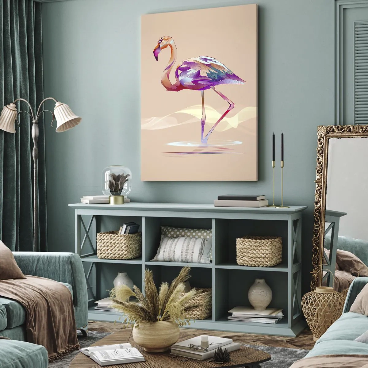 Bild auf Leinwand - Leinwandbild - Der Vogel der guten Gefühle - 55x100 cm