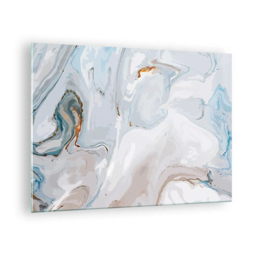Glasbild - Bild auf glas - Ein dezentes Marmormuster in Blau- und Weißtönen - 70x50cm - Das Weiß wird erhoben - Moderne Wanddekoration für Wohnzimmer und Schlafzimmer ARTTOR