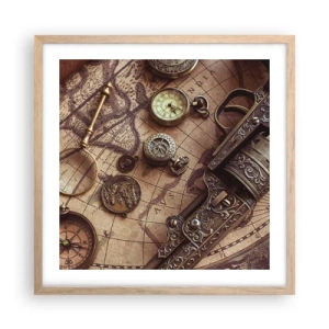 Poster in einem Rahmen aus heller Eiche - Das Abenteuer ruft - 50x50 cm