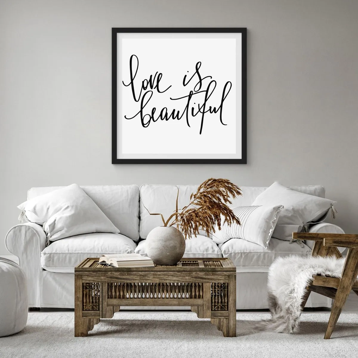 Poster in einem schwarzem Rahmen - Lies und wiederhol - 60x60 cm