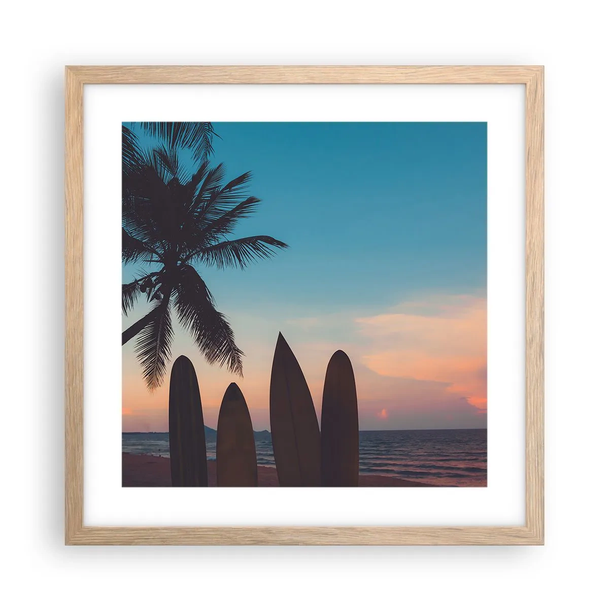 Poster in einem Rahmen aus heller Eiche - Morgen wird es auch lustig - 40x40 cm