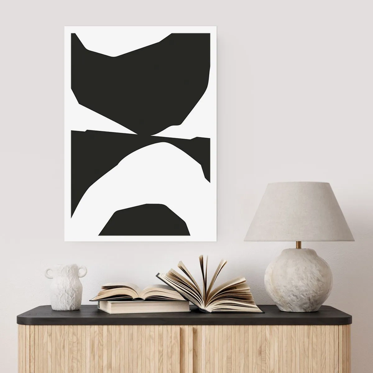 Poster - Abstrakte Schwarz-Weiß-Komposition - 50x70cm - Positiv negativ - Moderne Wanddekoration für Wohnzimmer und Schlafzimmer ARTTOR