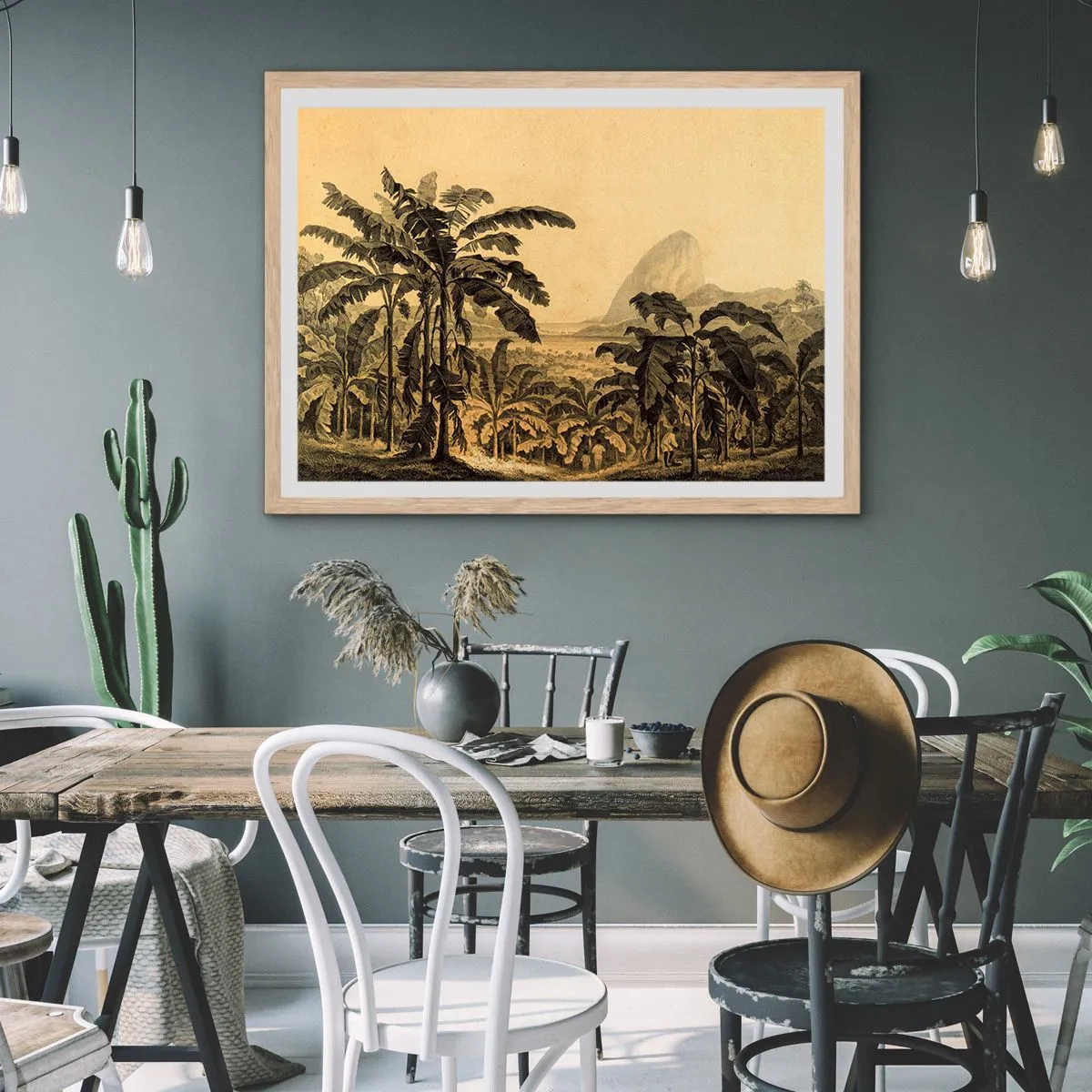 Poster in einem Rahmen aus heller Eiche - in einem kolonialen Klima - 70x50 cm