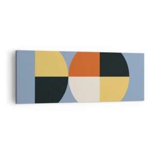 Bild auf Leinwand - Leinwandbild - Geometrische Kreise auf blauem Hintergrund - 140x50cm - Beobachte und zähle - Moderne Wanddekoration für Wohnzimmer und Schlafzimmer ARTTOR