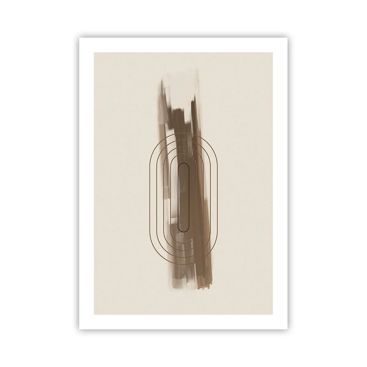 Poster - Geometrische Form in Braun- und Beigetönen - 50x70cm - Ein Hauch von Grau - Moderne Wanddekoration für Wohnzimmer und Schlafzimmer ARTTOR