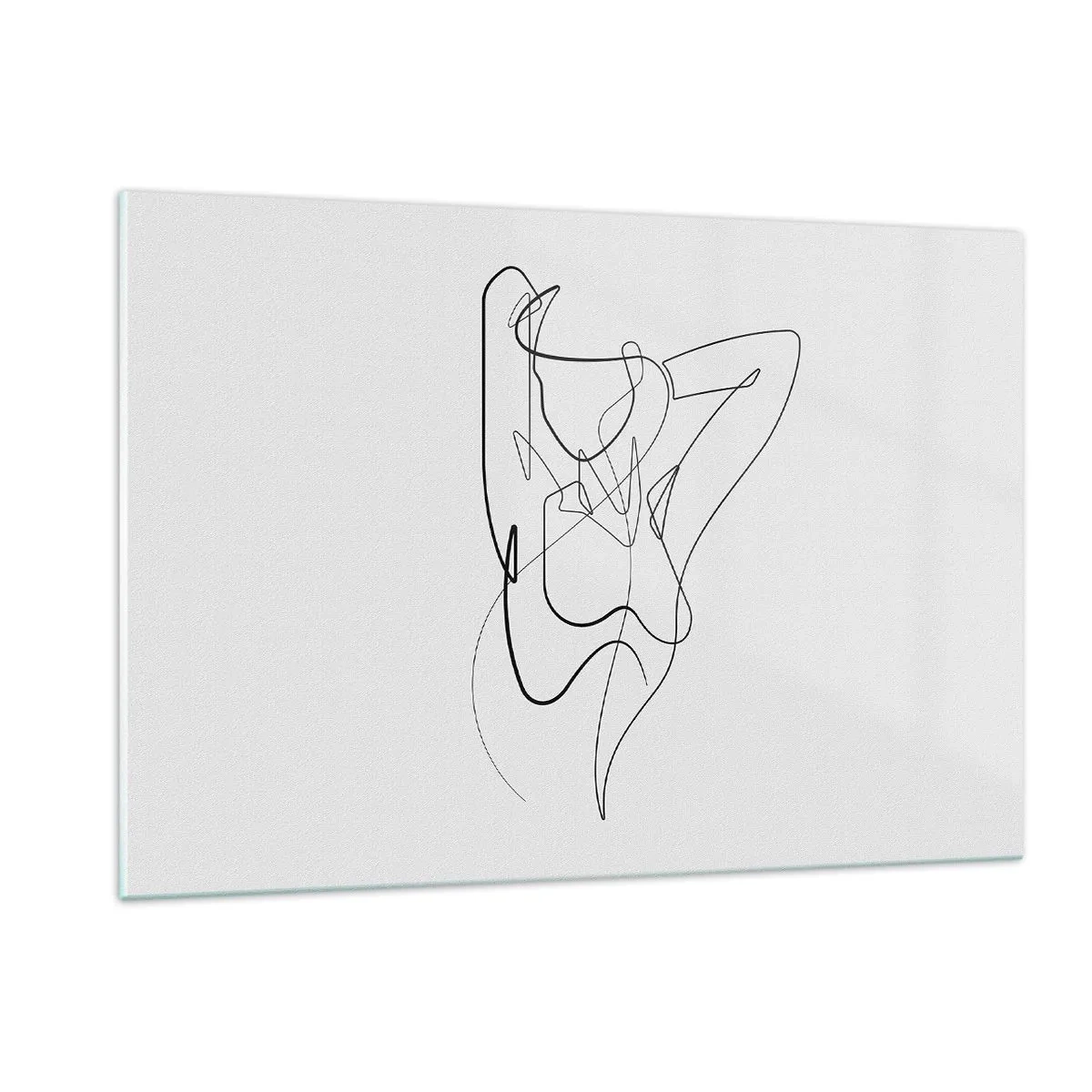 Glasbild - Bild auf glas - Eine weibliche Silhouette, gezeichnet mit einer einzigen Linie auf weißem Hintergrund - 120x80cm - So, wie du wirklich bist ... - Moderne Wanddekoration für Wohnzimmer und Schlafzimmer ARTTOR